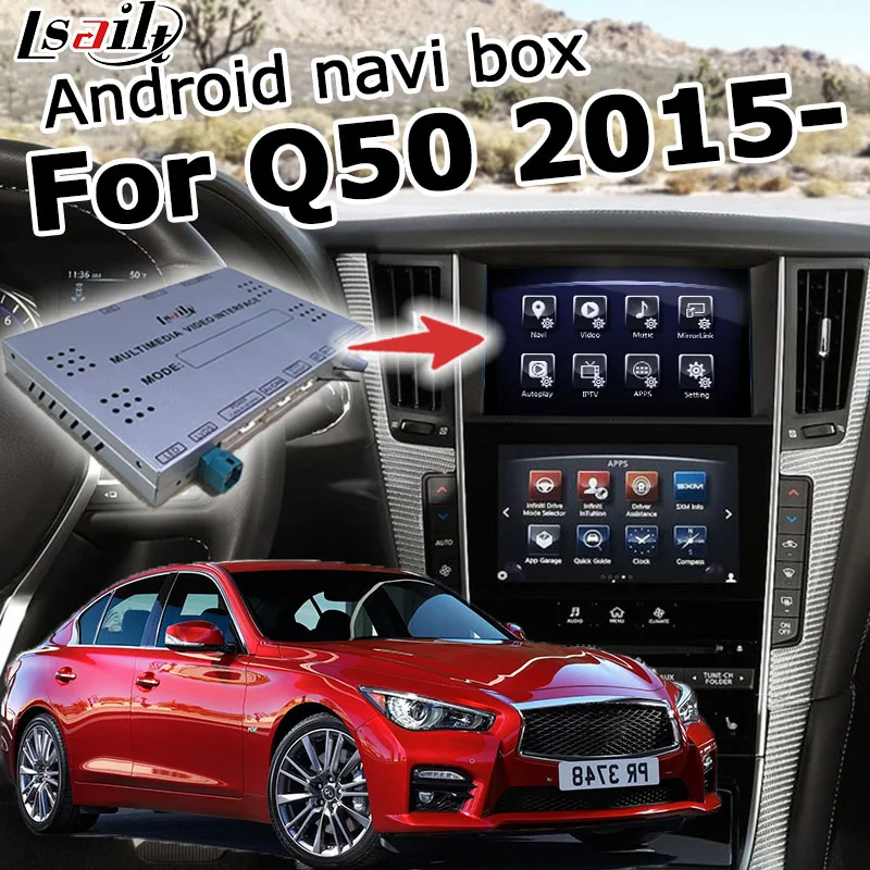 Android gps навигационная система для Infiniti Q50 Q60 видео интерфейс коробка с Carplay youtube четырехъядерный waze Яндекса заднего вида