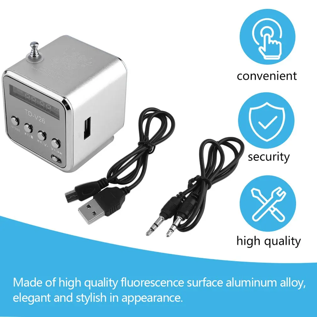 

Portable Aluminum Alloy Micro USB Mini Stereo Super Bass Speaker Ubwoofer Musica MP3/4 FM Radio Receiver