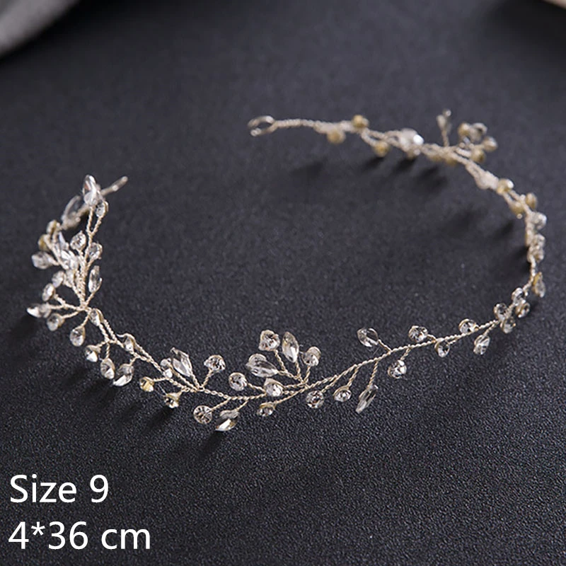 Style 9 FORSEVEN золотые Серебристые повязки ювелирные изделия для волос жемчуг кристалл лист невесты диадемы головной убор Свадебные аксессуары для волос подарок JL - Окраска металла: Style 9