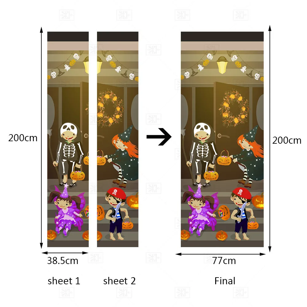 

Creative Holloween Pumpkin Door Stickers For Playroom Kids Room Children Vinyl Decor Decal Removable Self Adhesive Wallpaper