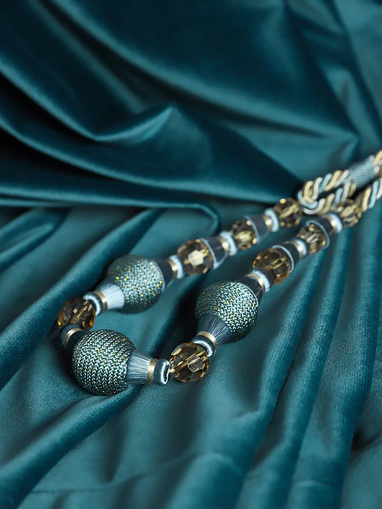 

Modern Luxury Wind Thickens Texture Simple Pure Blue-Green Curtains for Living Dining Room Bedroom.