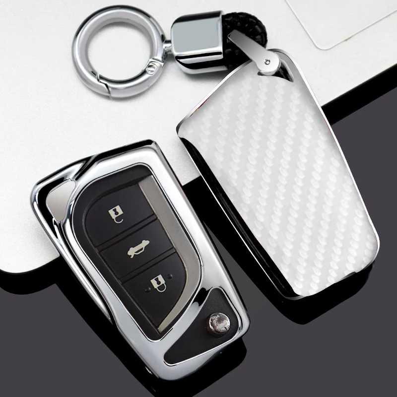 Модный чехол для автомобильного ключа из углеродного волокна и цинкового сплава