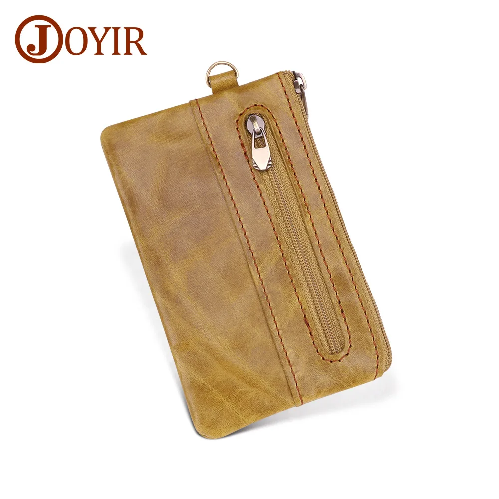 light green JOYIR Кошелек для монет из натуральной кожи для мужчин и женщин, маленький кошелек для мелочи, мини кошелек на молнии, держатель для карт, маленькая сумочка для денег - Цвет: light green
