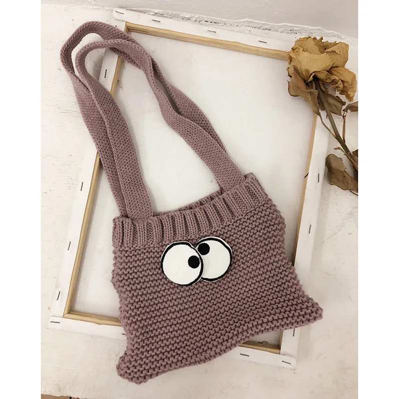 Детская вязаная сумка Корейская мультяшная сумка-мессенджер с большими глазами