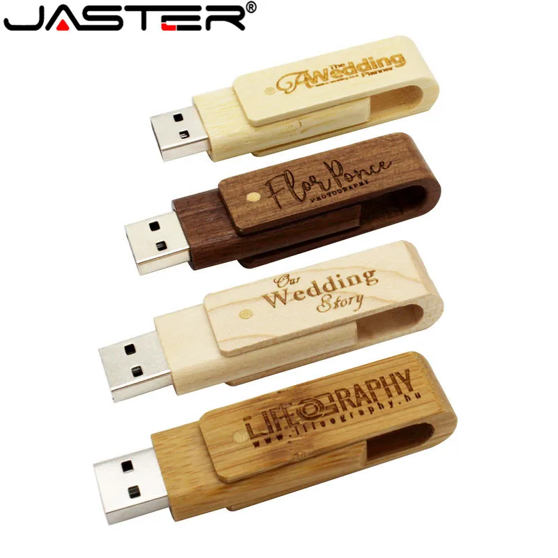 Usb-флешка JASTER с прямоугольной коробкой вращающаяся Флешка из Натурального ореха