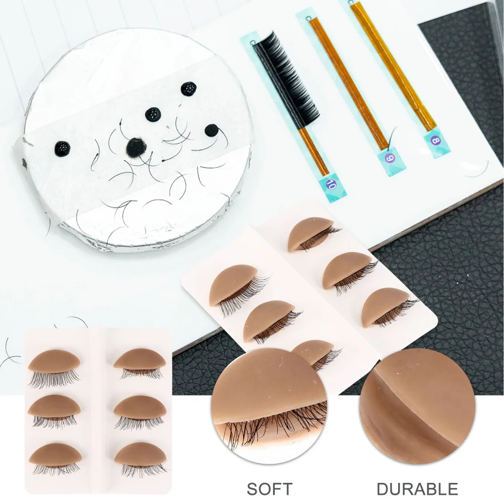 

6 Pairs Silicone Replacement Eyelids Makeup Practice Eyelash Extension Kit