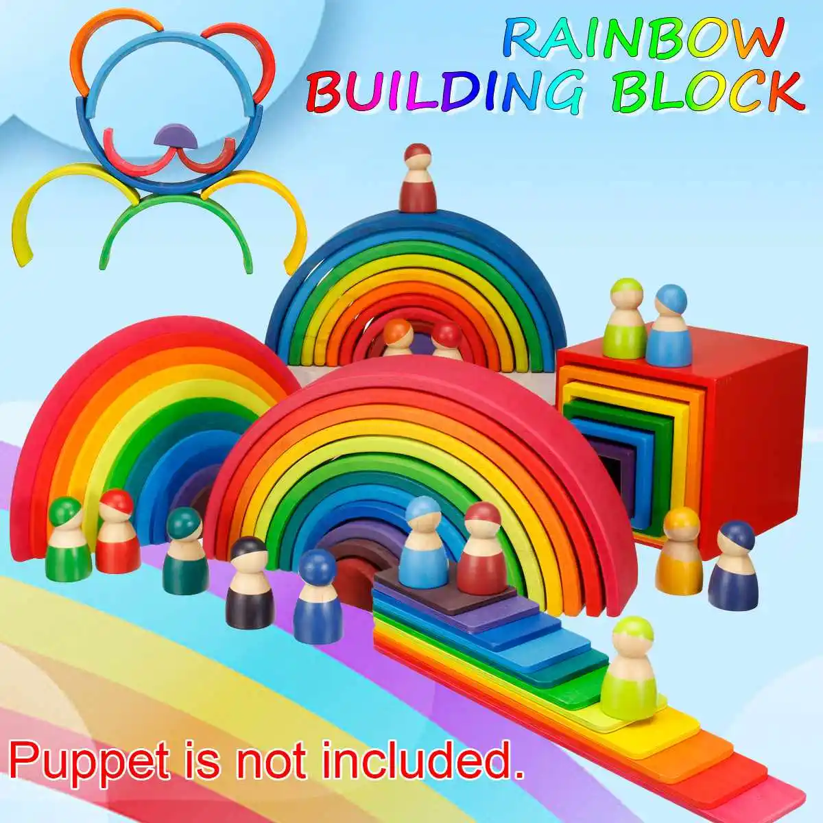 

Baby Toys Rainbow Blocks Kids Toys Creative Tessori Educational Toys Enlightenment Stacking Blocks for Children's Day Gift