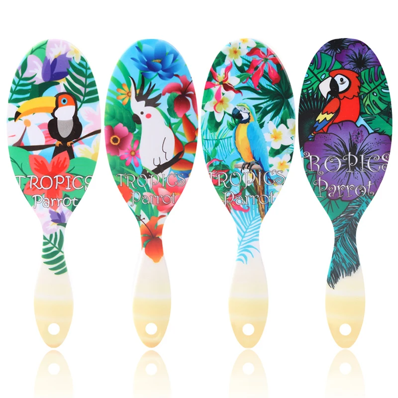 

1PCS Parrot Print Hair Detangler Comb,Haircare Massage Scalp Airbag HairStyling Tool,Soft Comb Teeth Brush Barber Accessory