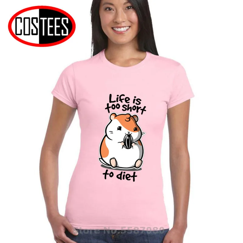 Футболка Fat хомяк женская футболка с забавным дизайном idea Life is too короткая чтобы