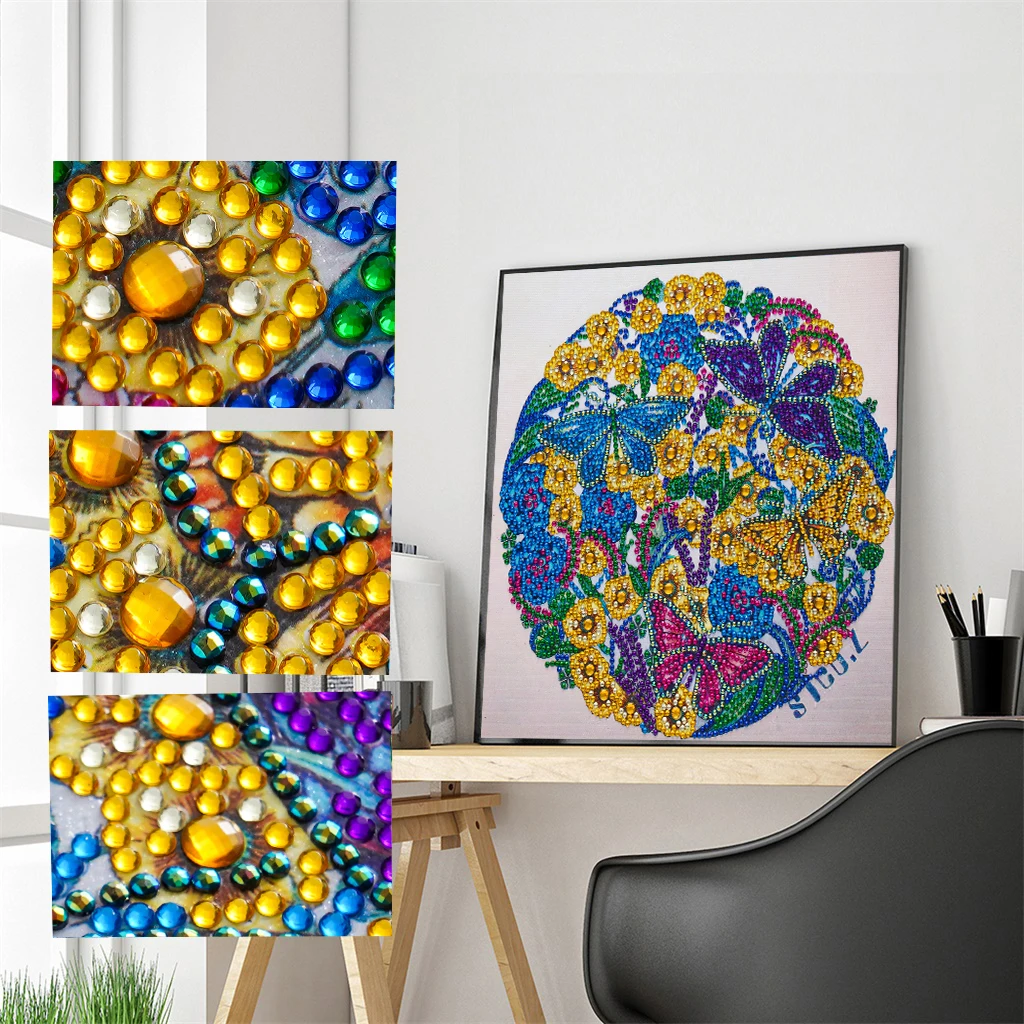 

5D DIY Special Shaped Diamond Painting Flower Butterfly Partial Drill Diamond Embroidery Cross Stitch Kit Rhinestone Picture
