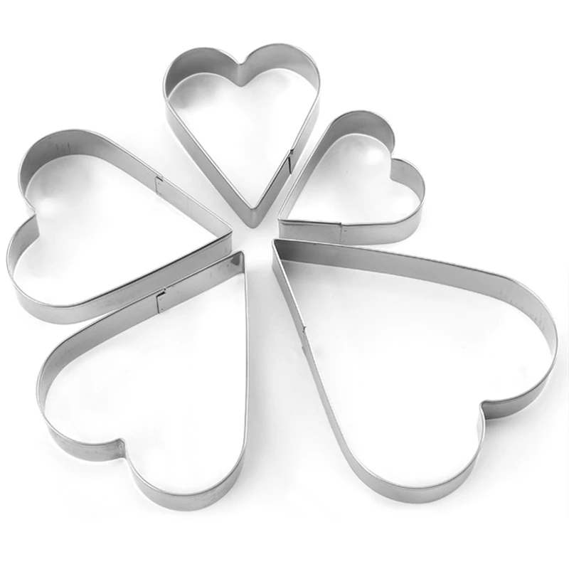 

justdolife 5PCS Heart Cookie Cutter Stainless Steel Cake Cutter Mold Baking Cutter Mold Biscuit Mold for Cake Decorating Tools