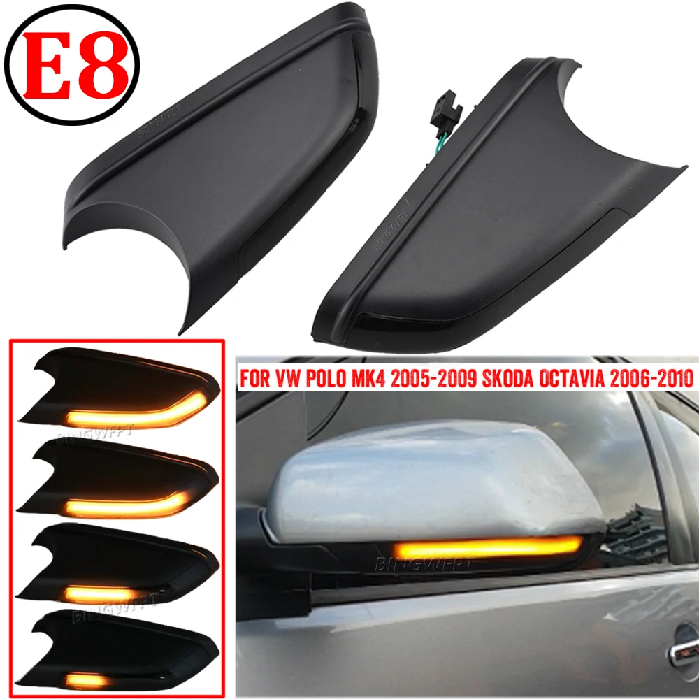 Зеркало заднего вида со светодиодным индикатором поворота для VW Polo MK4 2005-2009 Skoda