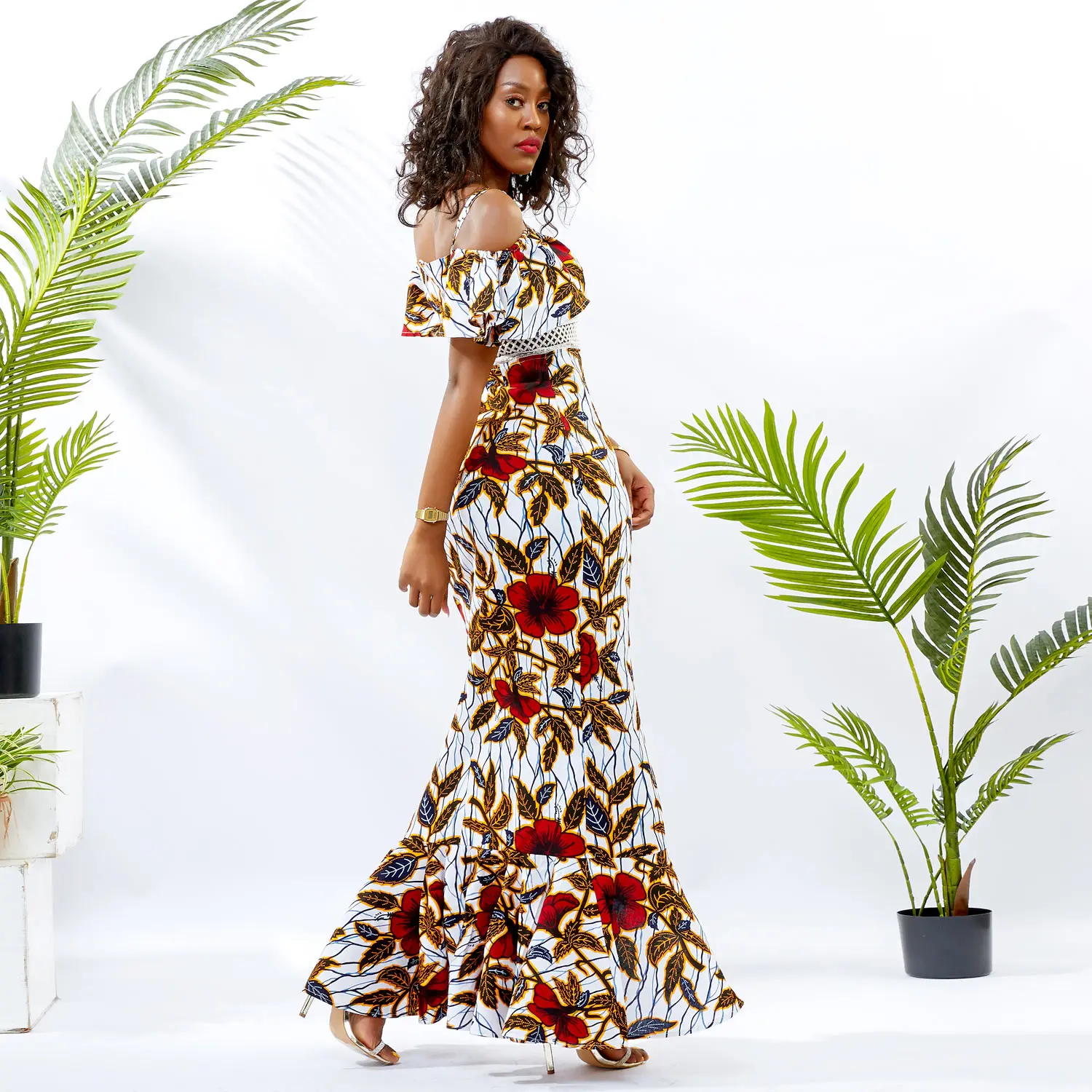 Африканские платья для женщин скольжения длинное платье макси модные платья женские вечерние хлопковые материал восковой печати традиционная одежда
