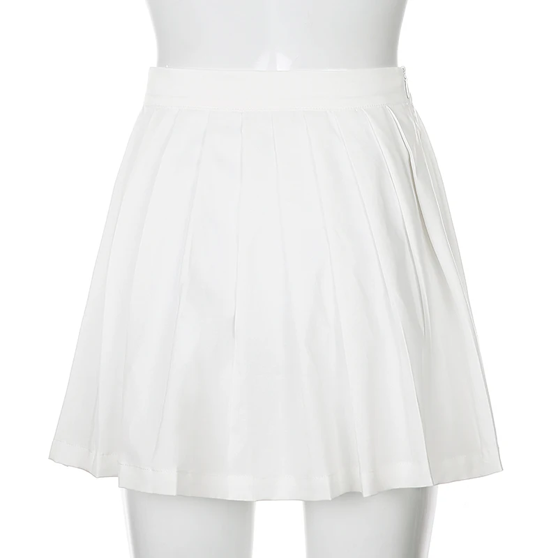 

White Pleated Skirt Short Woman Elastic Waist Mini Skirts Sexy Mircro Summer Embroidery Mini Tennis Skirt New Preppy accessory