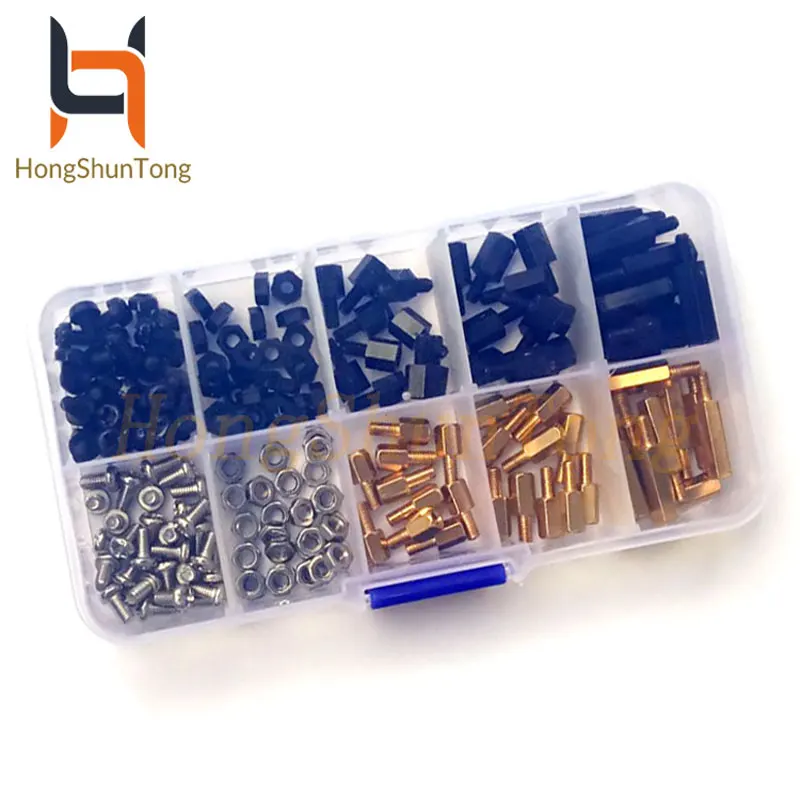 180 шт./компл. M3 латунная и нейлоновая Проставка/винт/гайка штекер гнездо печатной