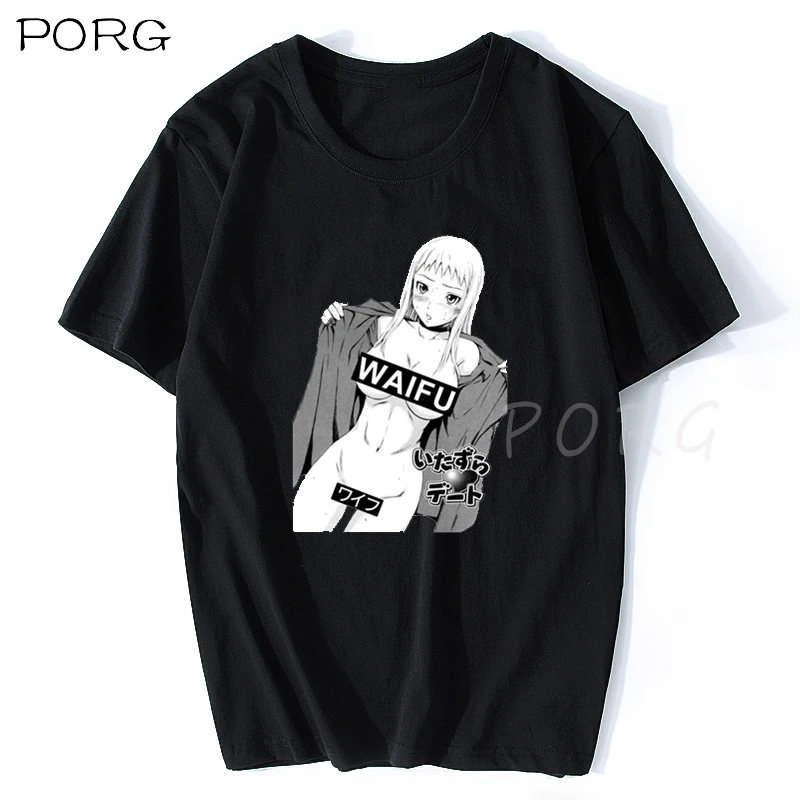 Футболка мужская в стиле аниме вайфу забавная Модная рубашка японском с принтом