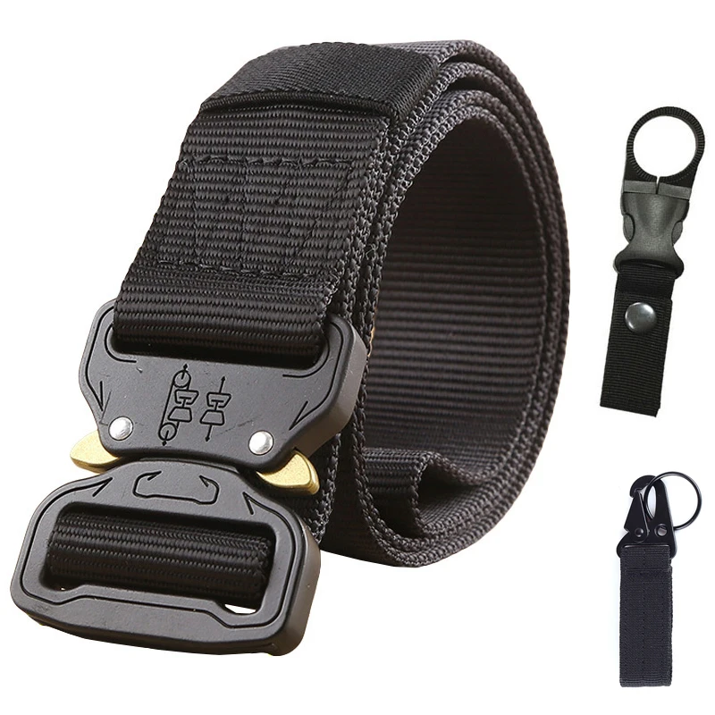 Belt 2hook Мужской нейлоновый ремень 120-140 см, тактический военный пояс для выживания, металлическая пряжка, армейский спецназ, сверхмощный мужской ремень для переноски - Цвет: Belt 2hook