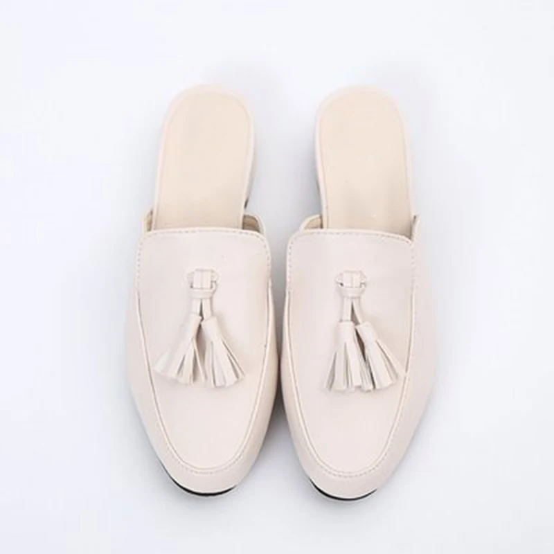 Элегантные женские мюли Женские шлепанцы с кисточками Повседневные кожаные