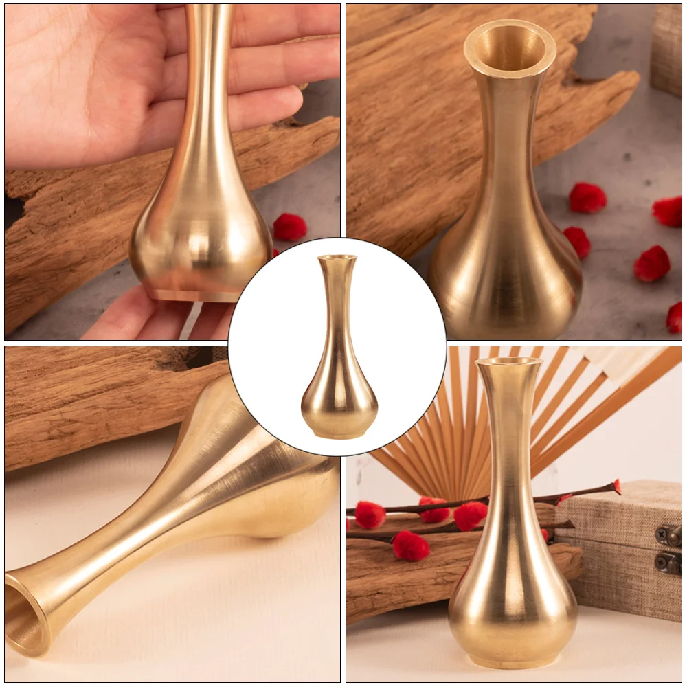 1 шт. элегантная латунная ваза декоративная настольная мини антикварная