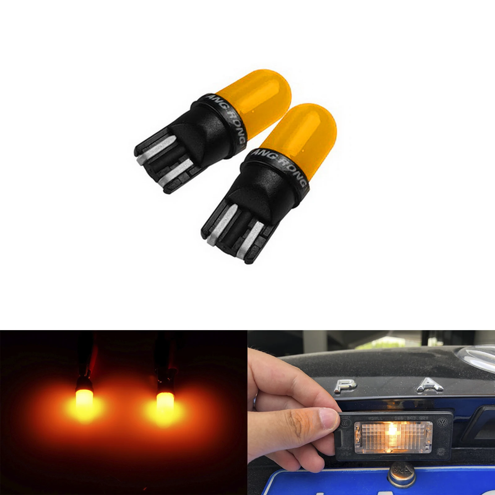 

ANGRONG пара T10 W5W 501 COB Светодиодная лампа с боковым внутренним номерным знаком AmberColor 12 В задсветильник