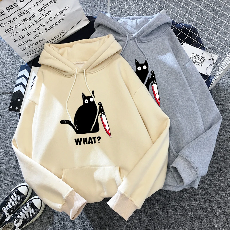 

Harajuku Sweatshirts Ladies Warm Gothic Streetwear Punk Women Hoody Horror Fashionable Casual Simple Letter Printing