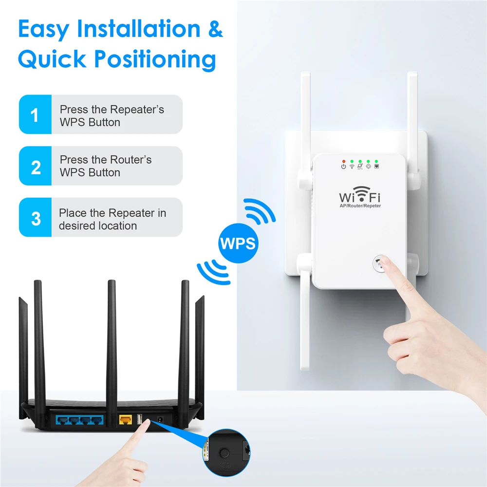 

300mbps Wireless Long Range WIFI Repeater Extender Wifi Signal Amplifier Increases WI-FI Booster For Hotel/Home Network