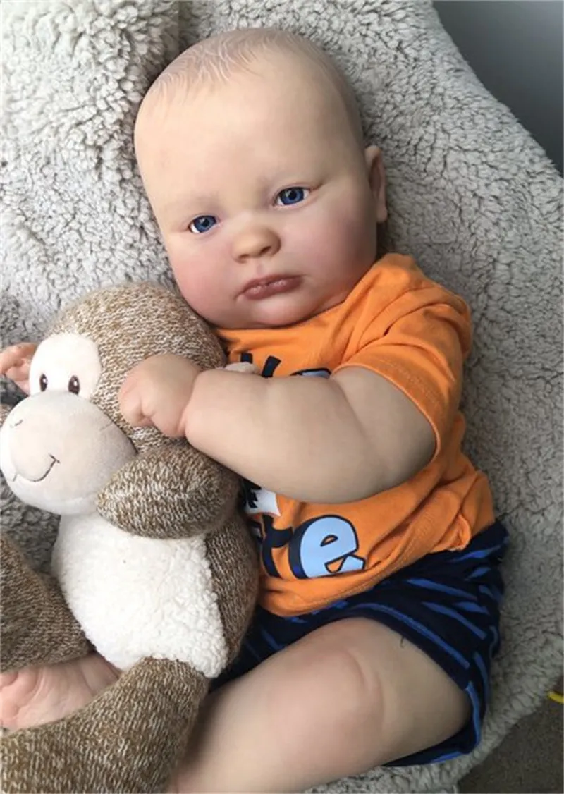 

23Inch Reborn Baby Doll Kit Lifelike Newborn 3 Month Joseph Awake Vinyl Unpainted Unfinished Doll Parts DIY Blank Doll Kit