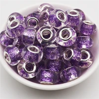10pcs color glitter large hole round loose european murano spacer beads fit pandora bracelet chain necklace for jewelry making