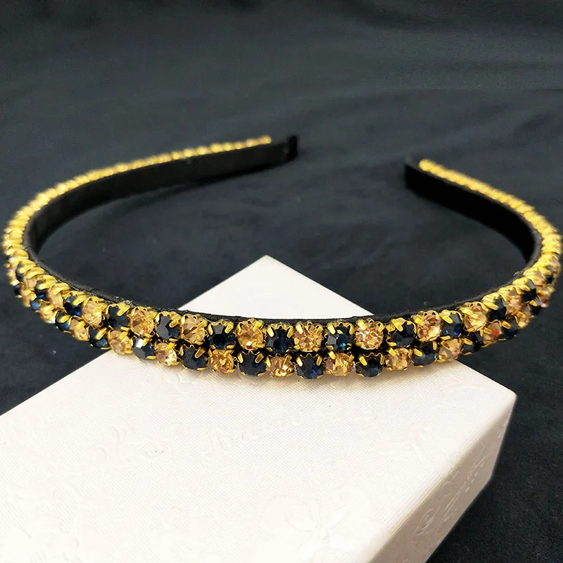 Мода 4 ряда со сверкающими стразами Hairband женский супер флэш двойной с украшением в виде кристаллов боковые волосы головная повязка, аксессуары для волос - Окраска металла: 4