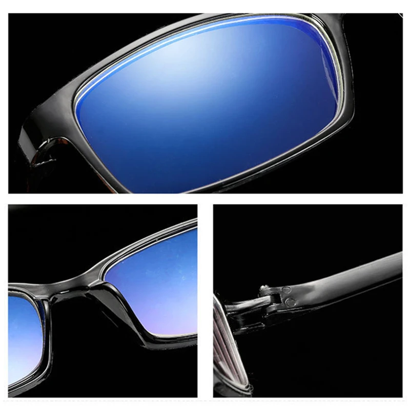 Мужские и женские очки для близорукости с черной прямоугольной оправой |