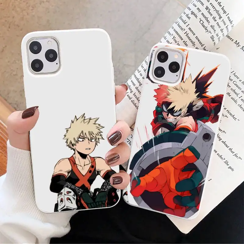 

My Hero Academia deku bakugou Boku no Hero Phone Case White Candy Color for iPhone 11 12 mini pro XS MAX 8 7 6 6S Plus X 2020 XR