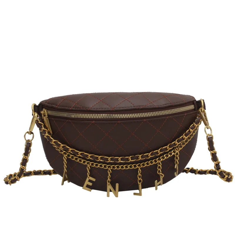 

2021 New Personalized Small Leather Chest bags Women Cute Plaid Bag Designer Letter Crossbody Luxury Handbag Chain Shoulder Bag