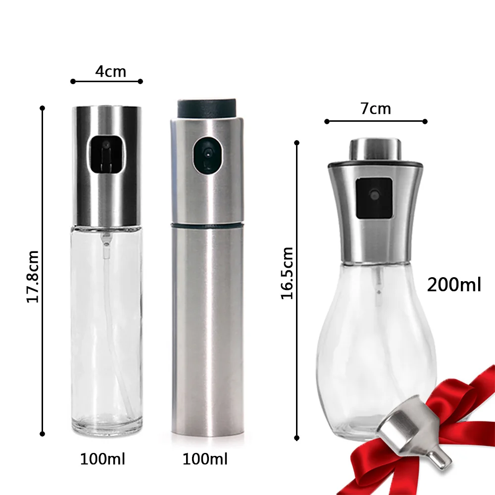 Кухонный спрей для масла 100/200 мл бутылка распылитель с нажимным типом стеклянный