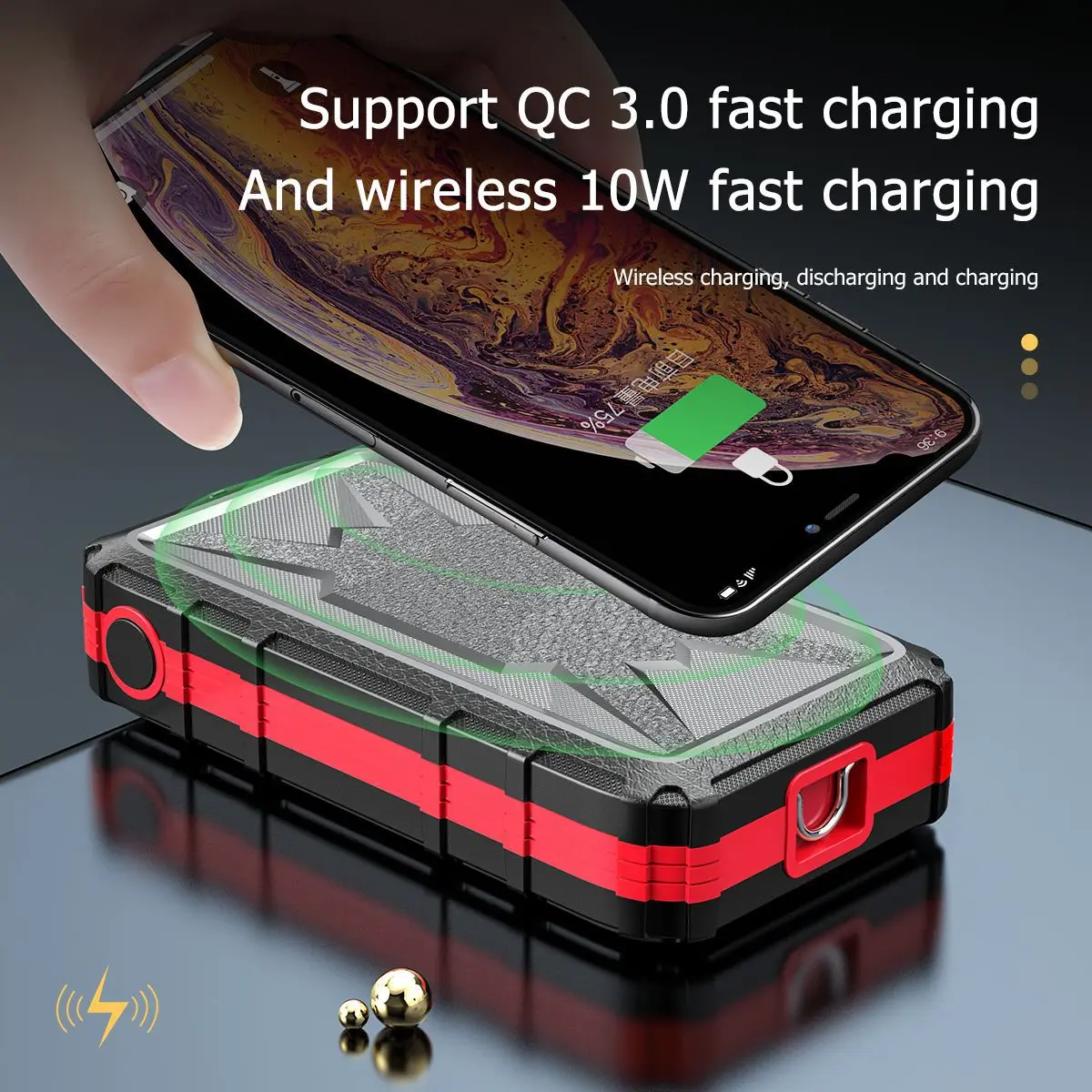 

30000mAh Solar Power Bank Fast Qi Wireless Charger for iPhone 12 Huawei Samsung S21 Xiaomi Poverbank PD 22.5W Type C Powerbank