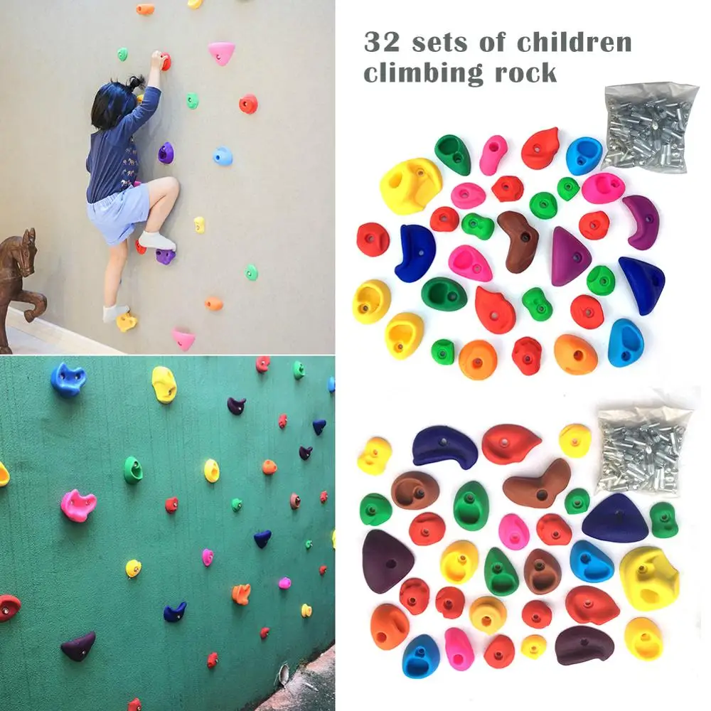 32pcs Plastic Climbing Rock Wall Stones Children Holds For Kindergarten Playground Hand Feet Grip Kit Outdoor Toy | Игрушки и хобби