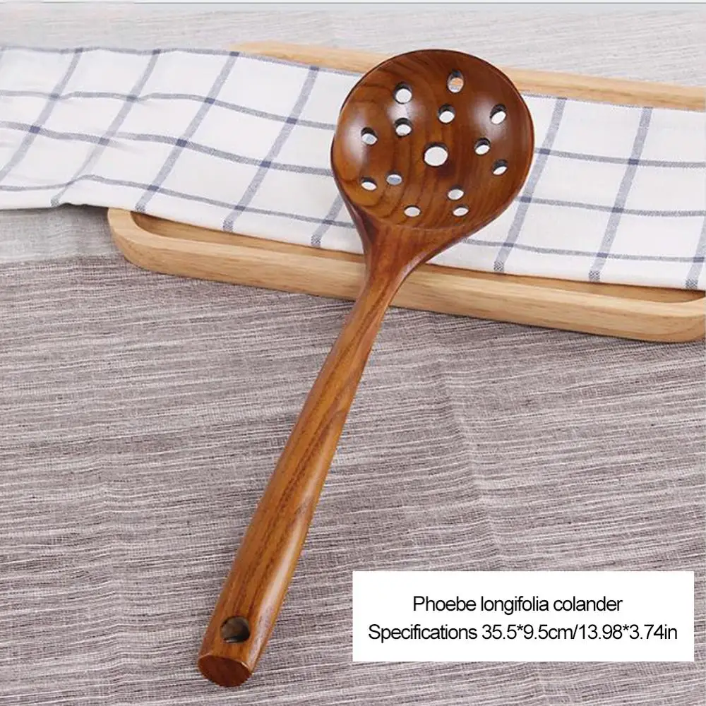 

Natural wooden tableware spoon rice colander soup colander cooking spoon scoop kitchen tool set