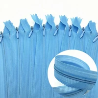 10pcs 3 lake blue 28cm30cm40cm50cm60cm nylon invisible soft tulle coil chiffon zipper sewing silk zippers