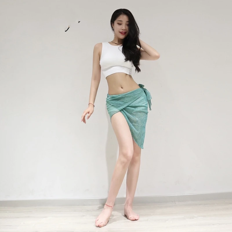 Женский костюм для восточного танца живота комплект с топом и шарфом-юбкой |