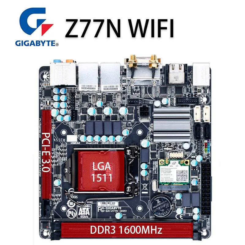 Billig Gigabyte GA-Z77N WIFI Motherboard LGA 1155 I7 I5 I3 3770K DDR3 PCI-E 3,0 Desktop Z77 Placa-mãe 1155 Mini-ITX HDMI-kompatibel