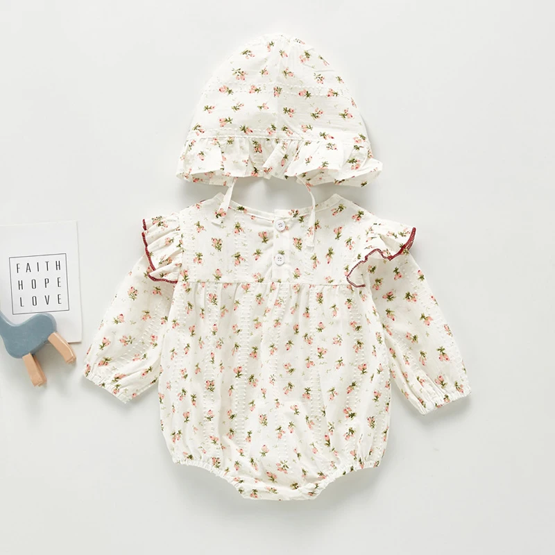 New 2021 Baby Girl Romper Clothes Little Flowers Hooded Long Sleeves Crawl One Piece Of Suit Outfits | Детская одежда и обувь