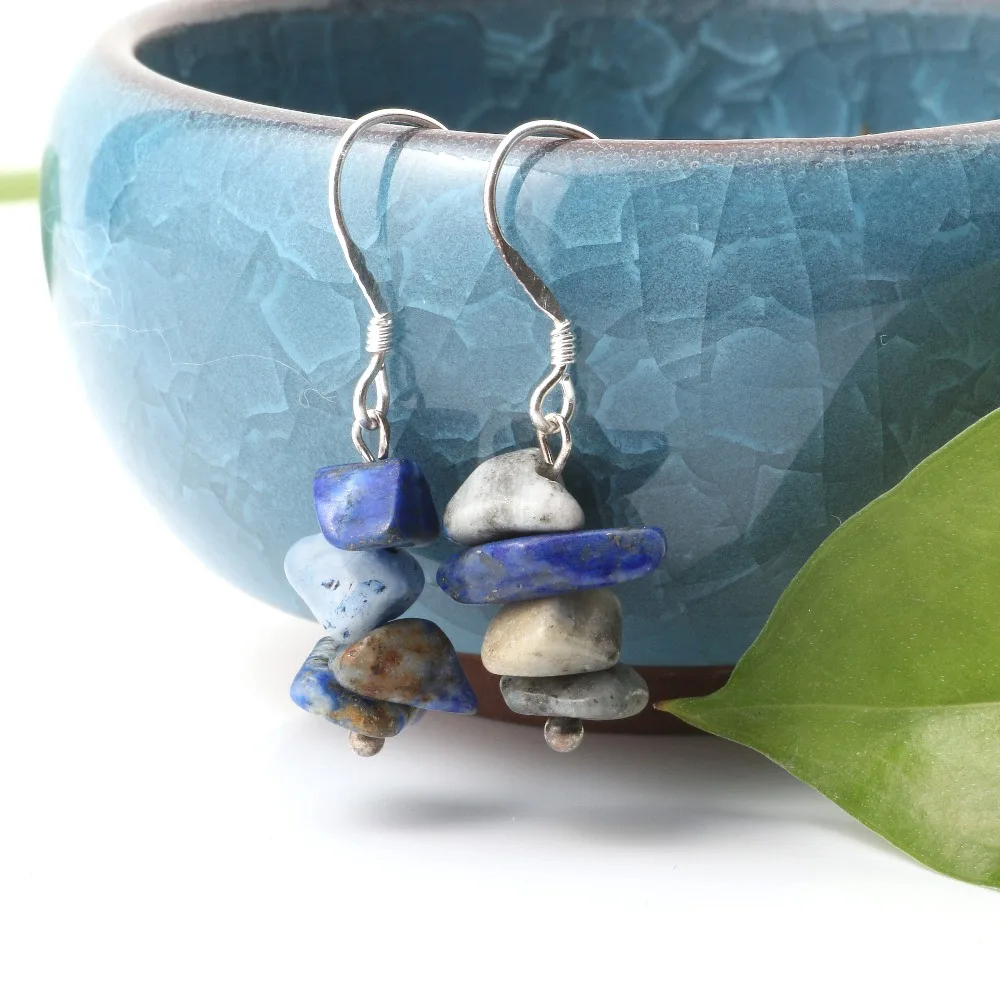 

Handmade Chips Stone Earrings Top Selling Natural India Agates Amethysts Long Fringe Earrings for Women DIY Jewelry Gift