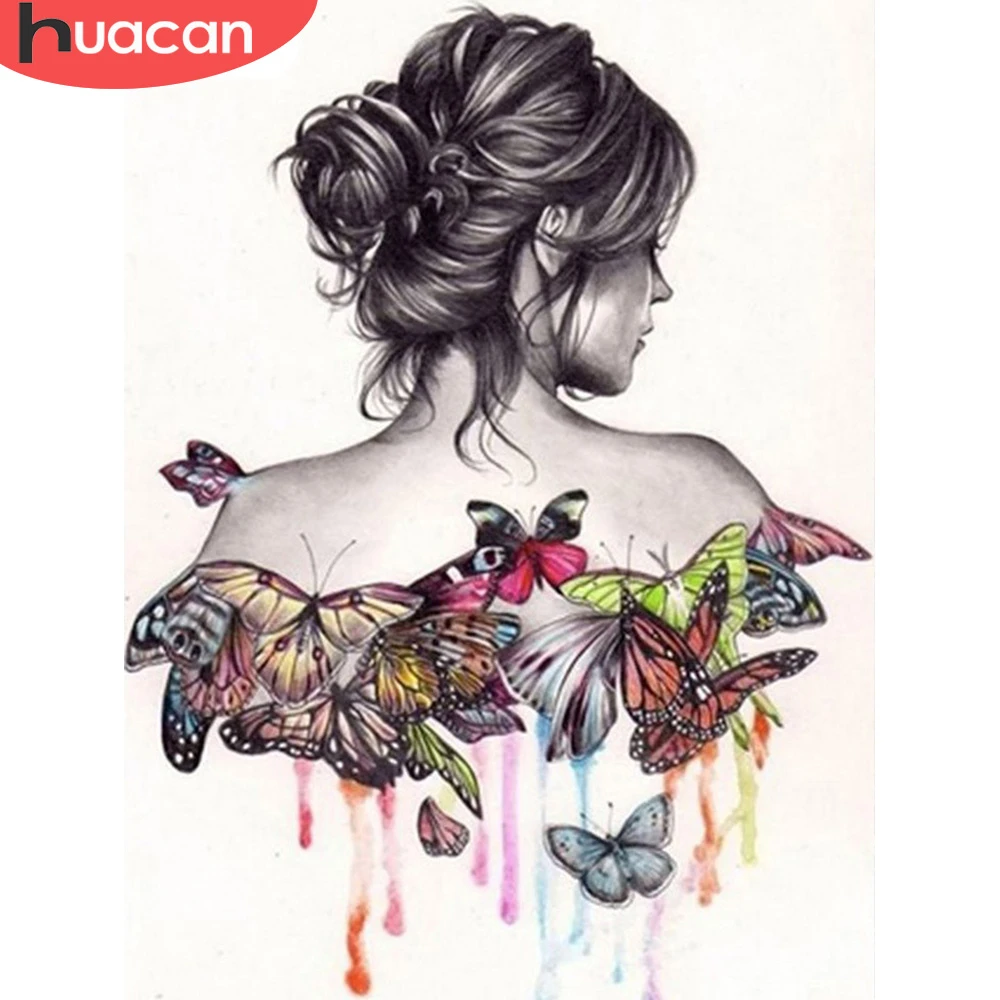 

HUACAN DIY Diamond Painting 5d Animal Butterfly Full Square/Round Diamond Embroidery Mosaic Woman Home Decor Rhinestones Gift