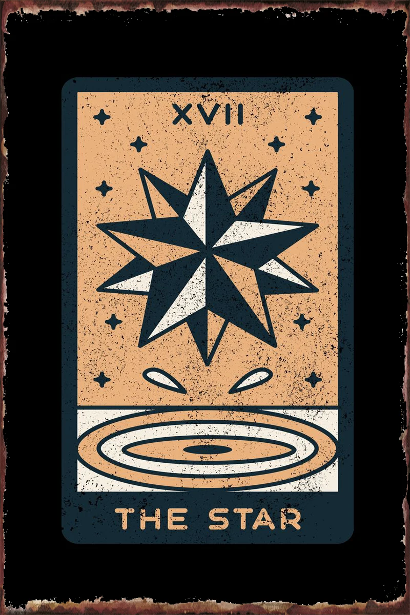 

Оловянная табличка Tarot Lover the Star в стиле ретро, винтажный металлический знак, декор для стен, комнатное украшение для клуба, мужской пещеры, ка...