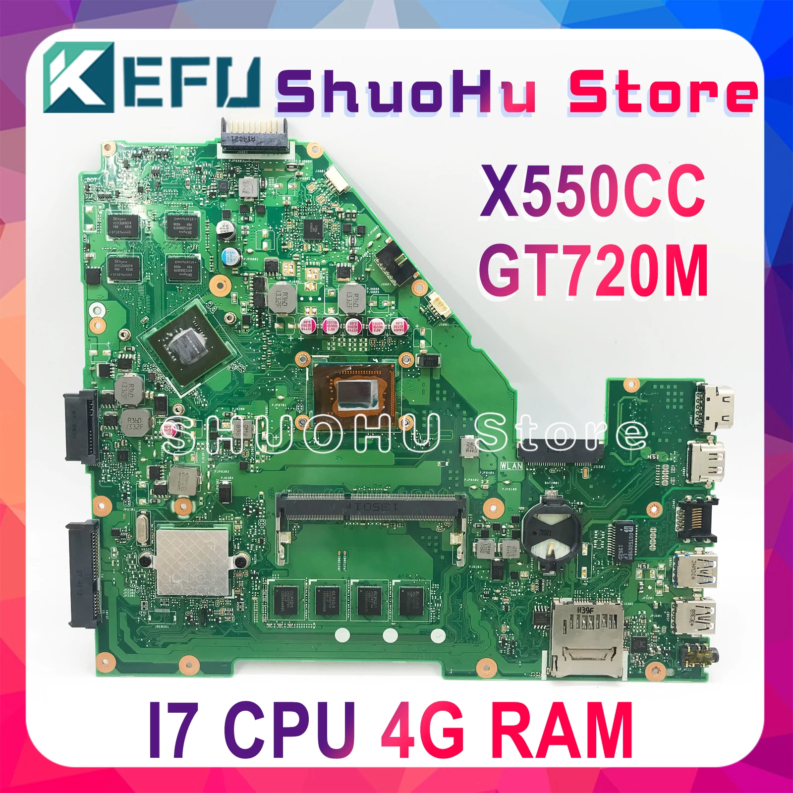 KEFU X550CC для ASUS X550CA R510C Y581C X550C X550CL материнская плата ноутбука I7 ЦП 4G протестирована