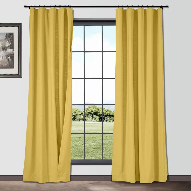 

Isabella Flat Hook Solid Cotton Linen Curtains ChadMade Thermal Blackout Curtians Custom Drapes for Living Room Luxury (1 Panel)
