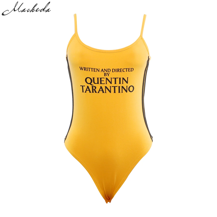 Женский модный летний хлопковый боди облегающий комбинезон желтого цвета с