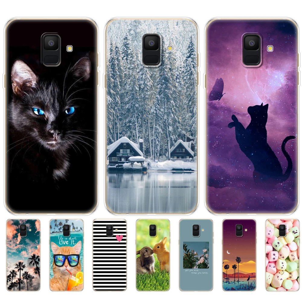 Силиконовый чехол для Samsung Galaxy A6 2018 с двумя SIM картами SM A600 A600F samsung plus A605 A605F Мягкий