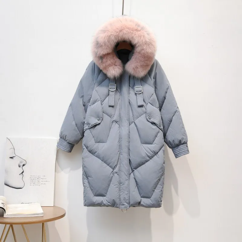Новая зимняя куртка средней длины с натуральным мехом Женская куртка-пуховик на