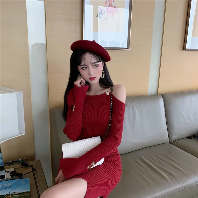 Сексуальное платье китайское шикарное однотонное черное красное Vestido с