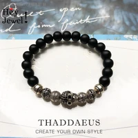 skull cross bead braceleteurope style rebel fashion punk jewelry for men and women2019 beads silver obsidian gift heart